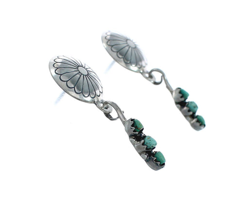 Native American Navajo Turquoise Sterling Silver Post Dangle Earrings X10157